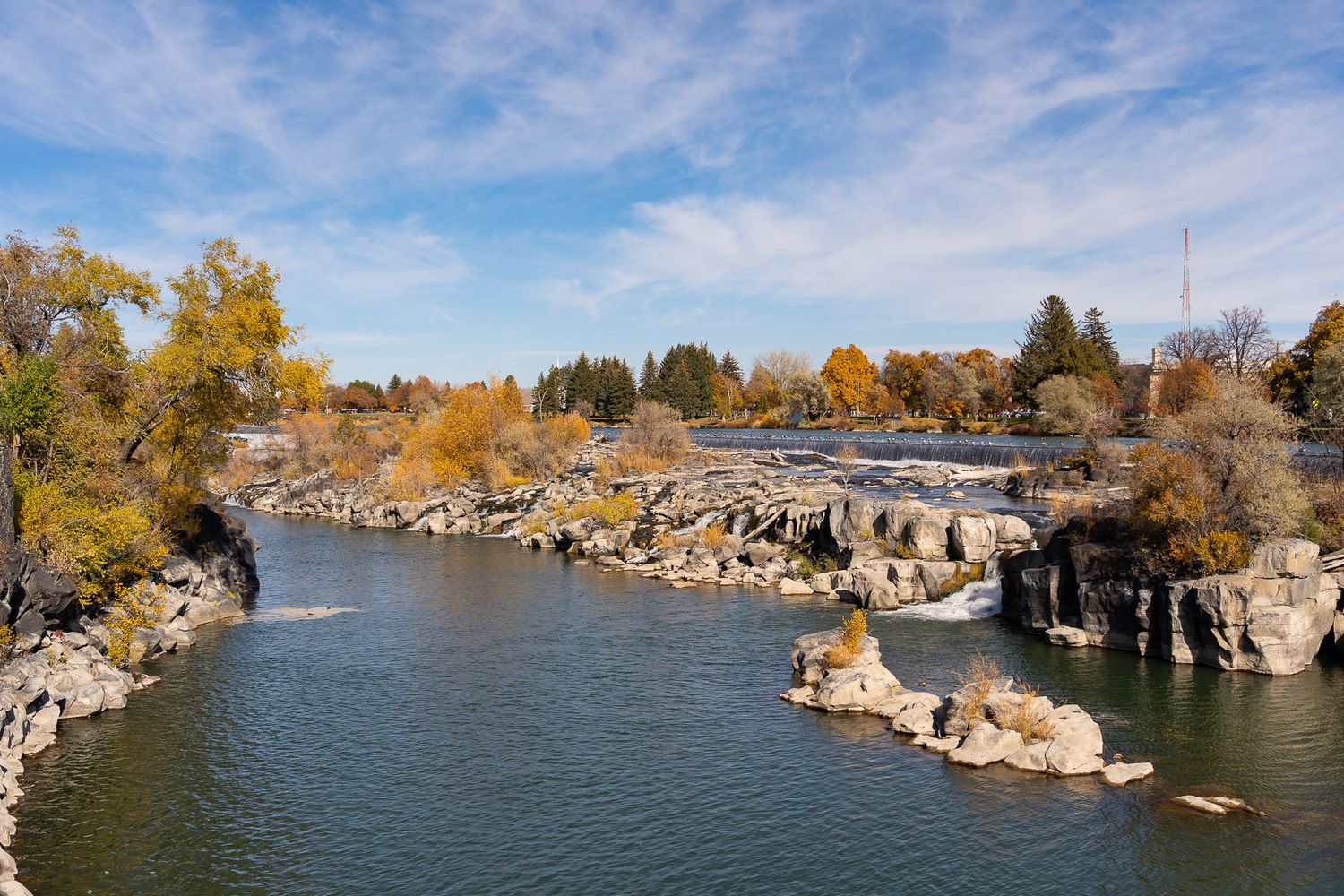 The falls on the Snake River in downtown Idaho Falls